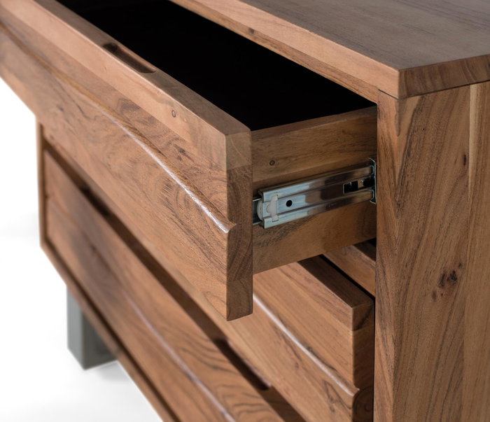 GINER Y COLOMER Commode à trois tiroirs en bois d'acacia et métal